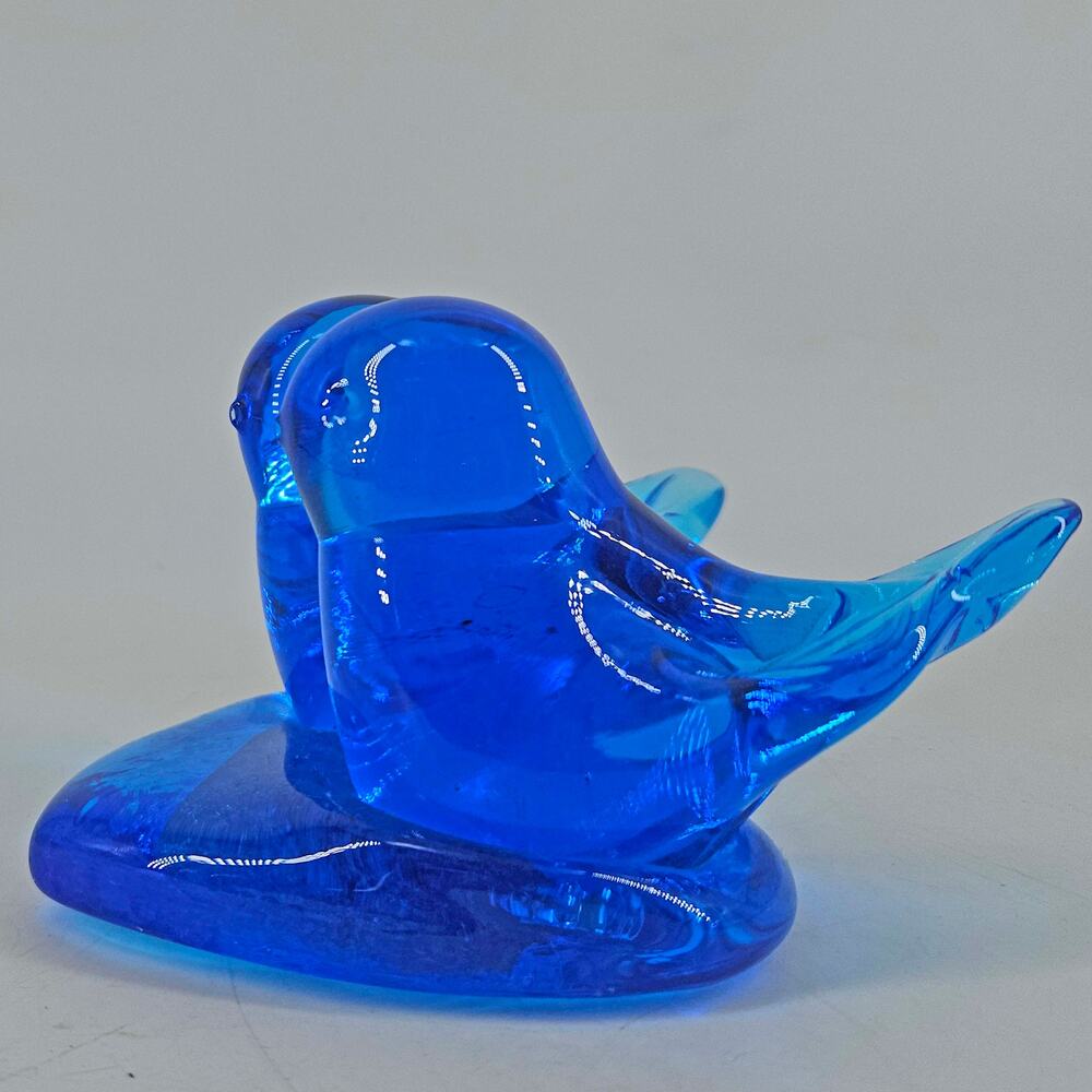 Bluebird of Happiness Double Bird Heart Glass Figurine Terra Studios